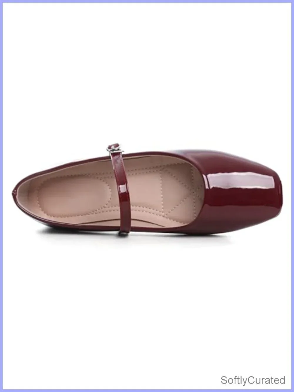 Patent Leather Mary Jane Flats Square Toe Buckle Comfort Ballet Dress Shoes